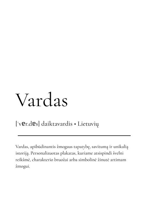 Vardo reikšmes plakatas