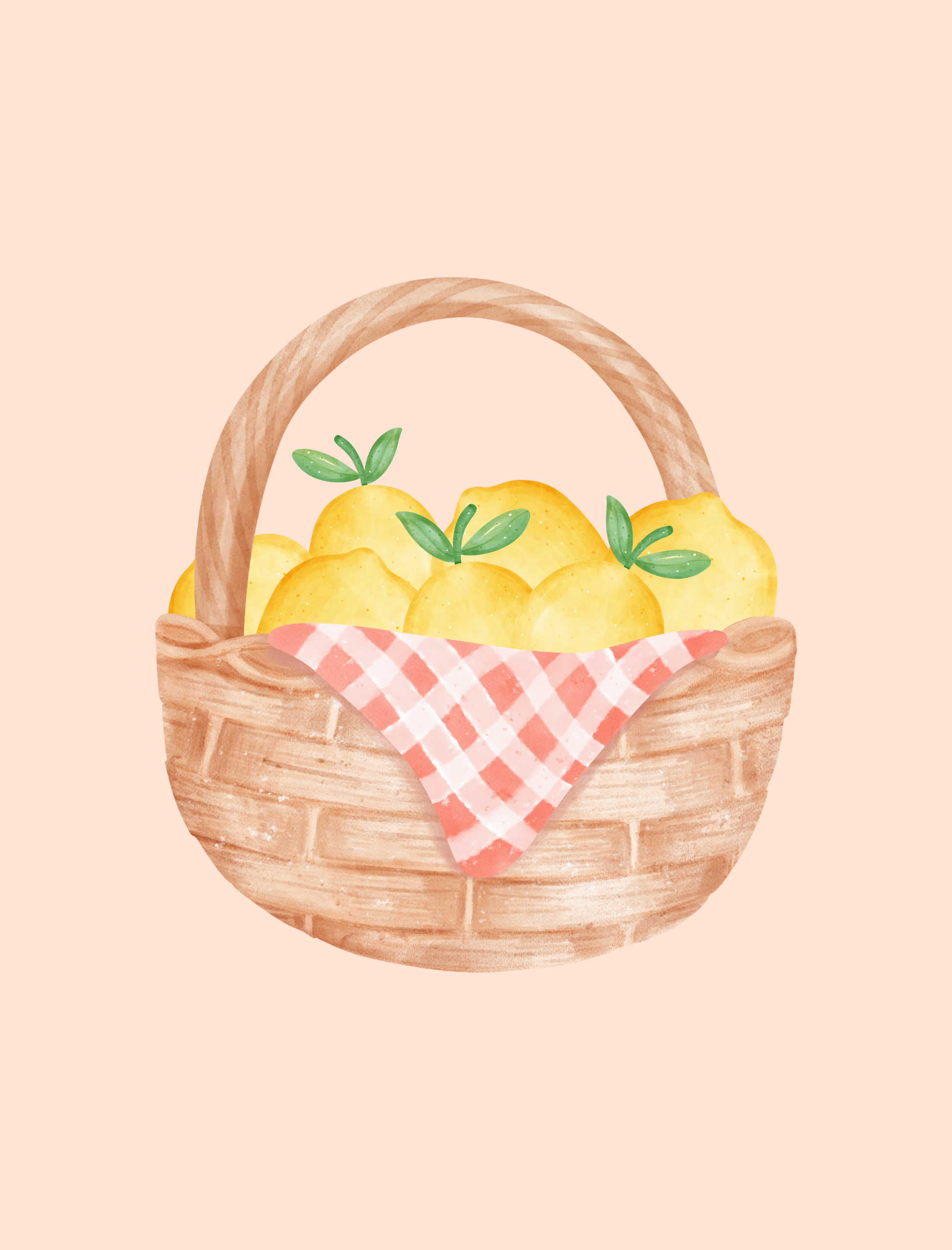 Lemon Basket Wall Art featuring a woven basket overflowing with fresh yellow lemons