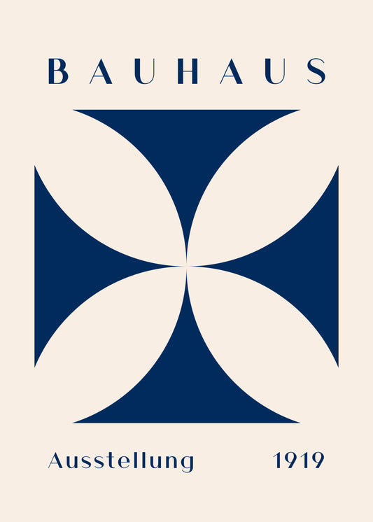 Bauhaus Blue Geometric Flower